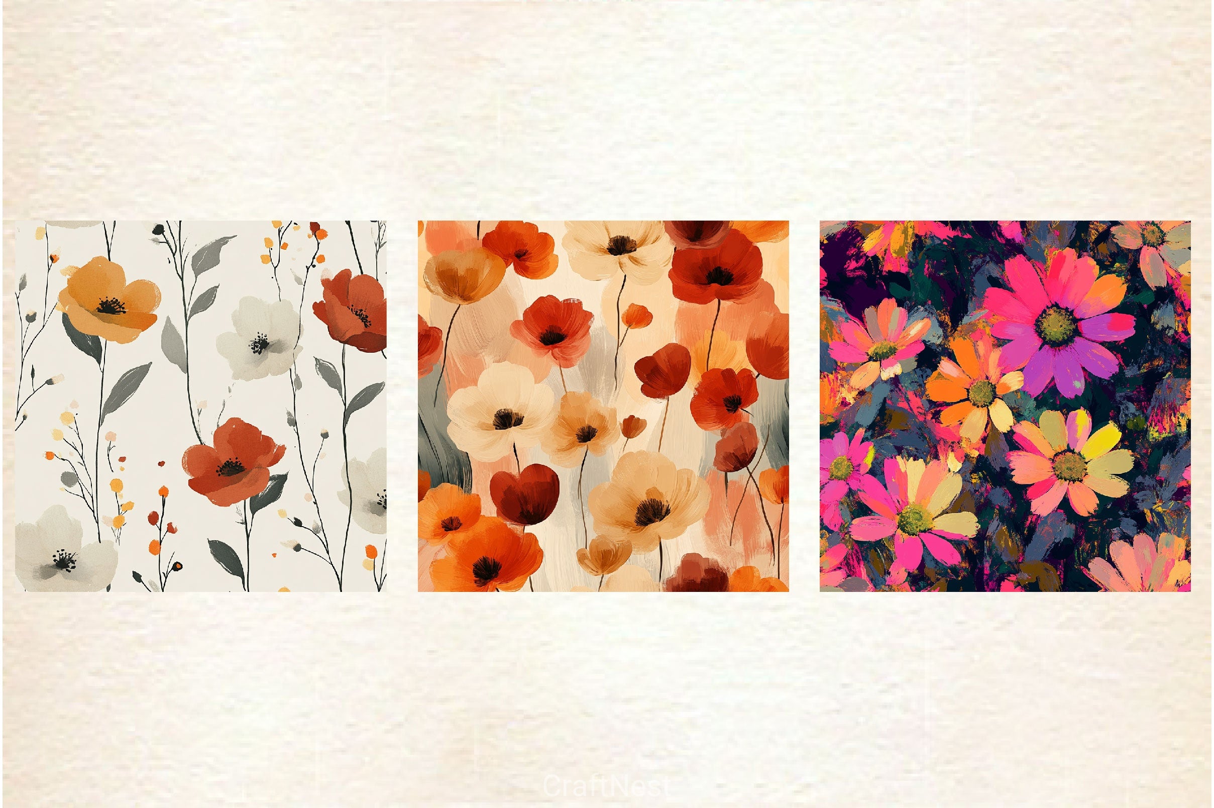 Abstract Florals Digital Papers - CraftNest - Digital Crafting and Art