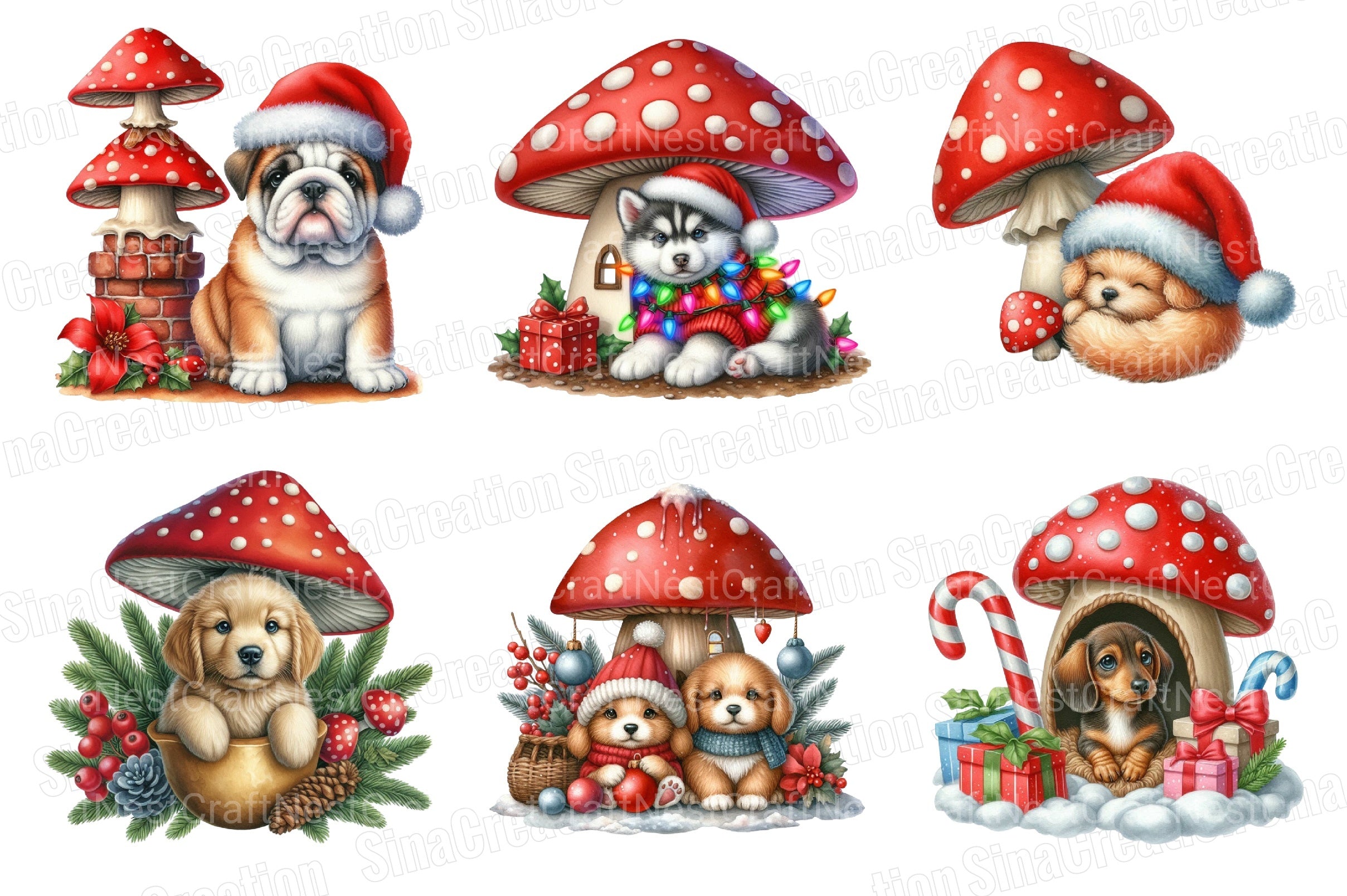 Christmas Dogs Clipart Bundle 1 - CraftNest - Digital Crafting and Art