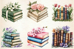Spring Flower Book Stack Clipart Bundle 8 - CraftNest - Digital Crafting and Art
