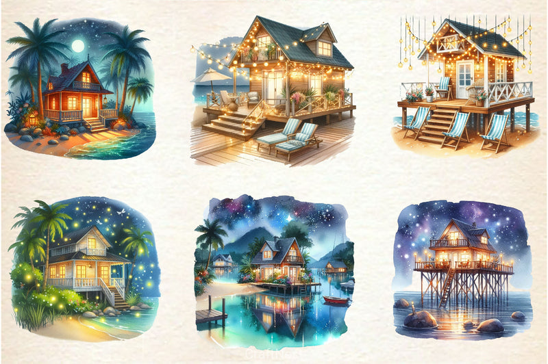 Beachhouse Nights Clipart Bundle - CraftNest - Digital Crafting and Art