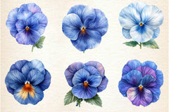 Blue Pansy Flower Clipart Bundle - CraftNest - Digital Crafting and Art
