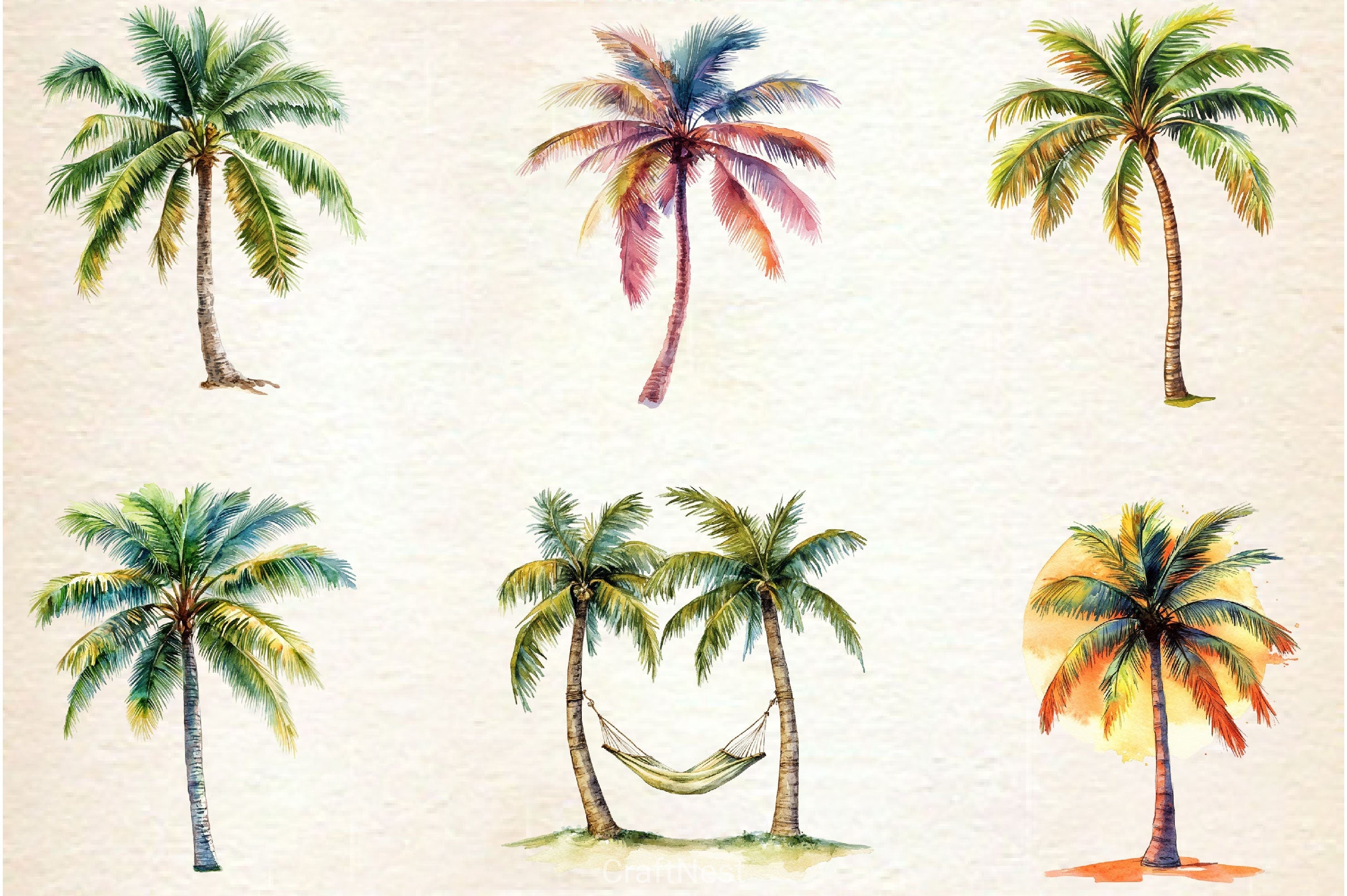 Summer Palm Tree Clipart Bundle 2 - CraftNest - Digital Crafting and Art