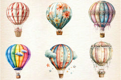Summer Whimsical Hot Air Balloons Clipart Bundle - CraftNest - Digital Crafting and Art