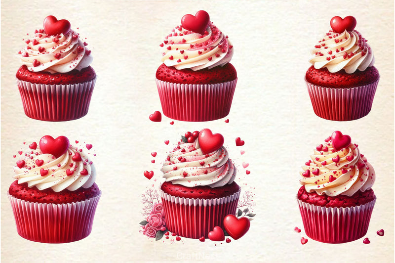 Red Velvet Cupcake Clipart Bundle - CraftNest - Digital Crafting and Art