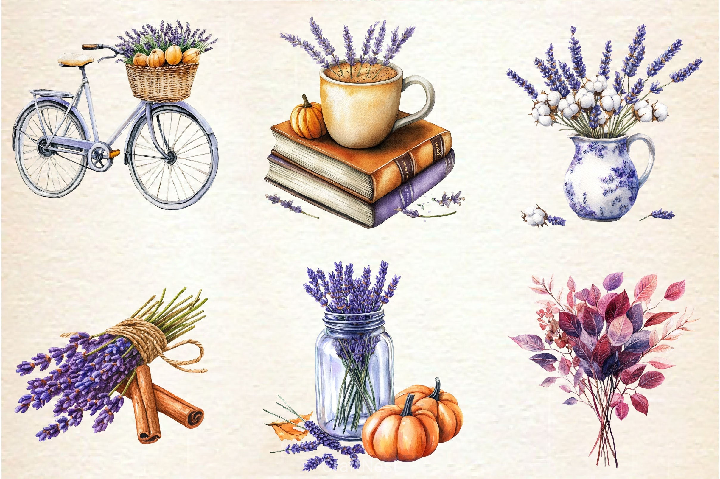Lavender Fall Clipart Bundle 2 - CraftNest - Digital Crafting and Art