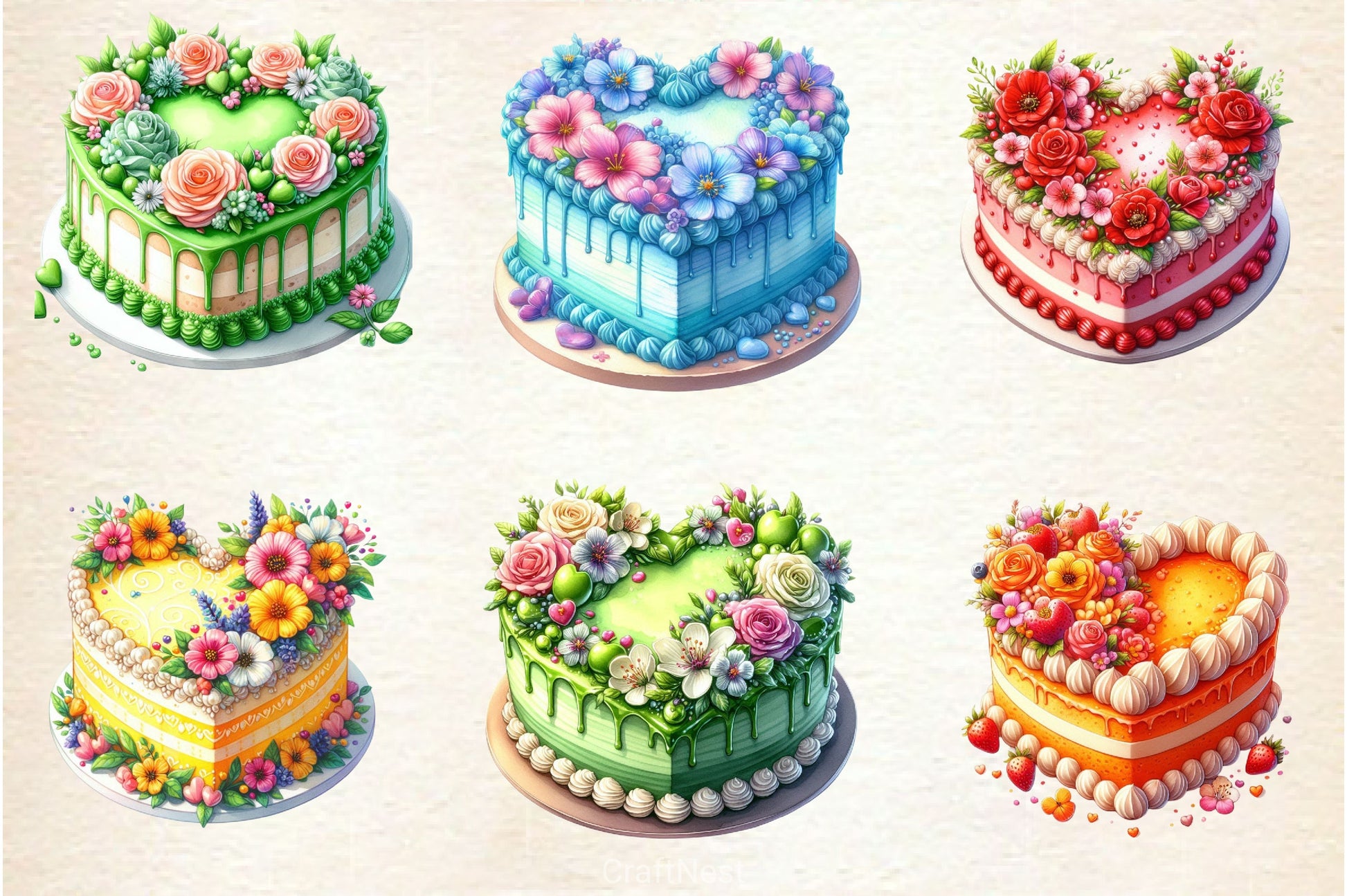 Valentine Cake Clipart Bundle 2 - CraftNest - Digital Crafting and Art