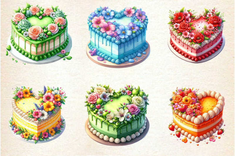 Valentine Cake Clipart Bundle 2 - CraftNest - Digital Crafting and Art