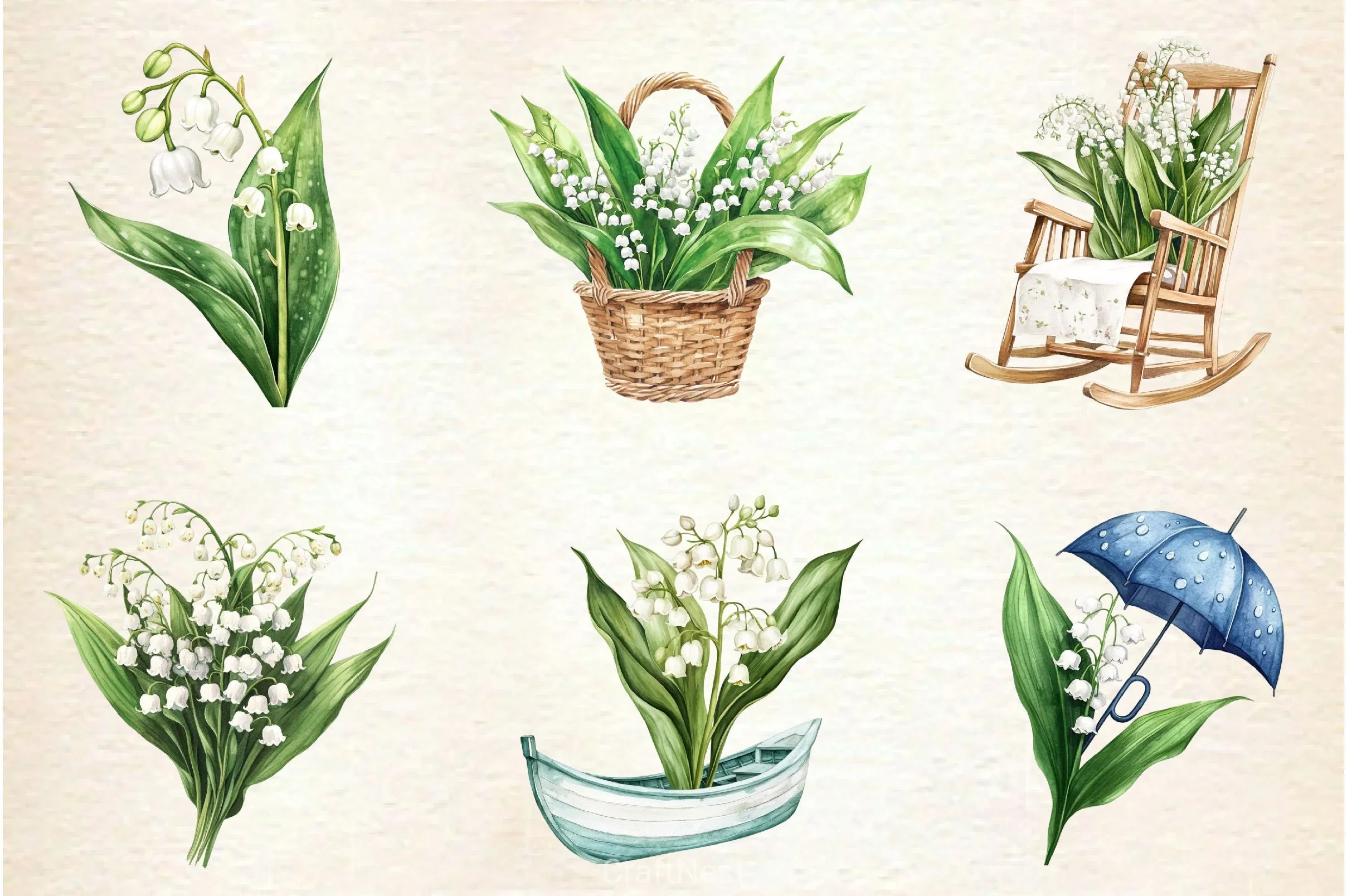 Summer Lily Of The Valley Flower Clipart Bundle - CraftNest - Digital Crafting and Art