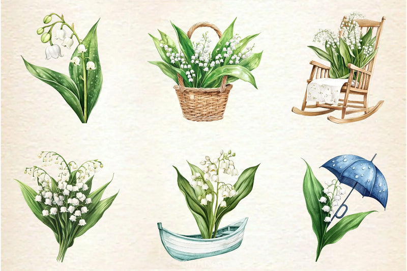 Summer Lily Of The Valley Flower Clipart Bundle - CraftNest - Digital Crafting and Art