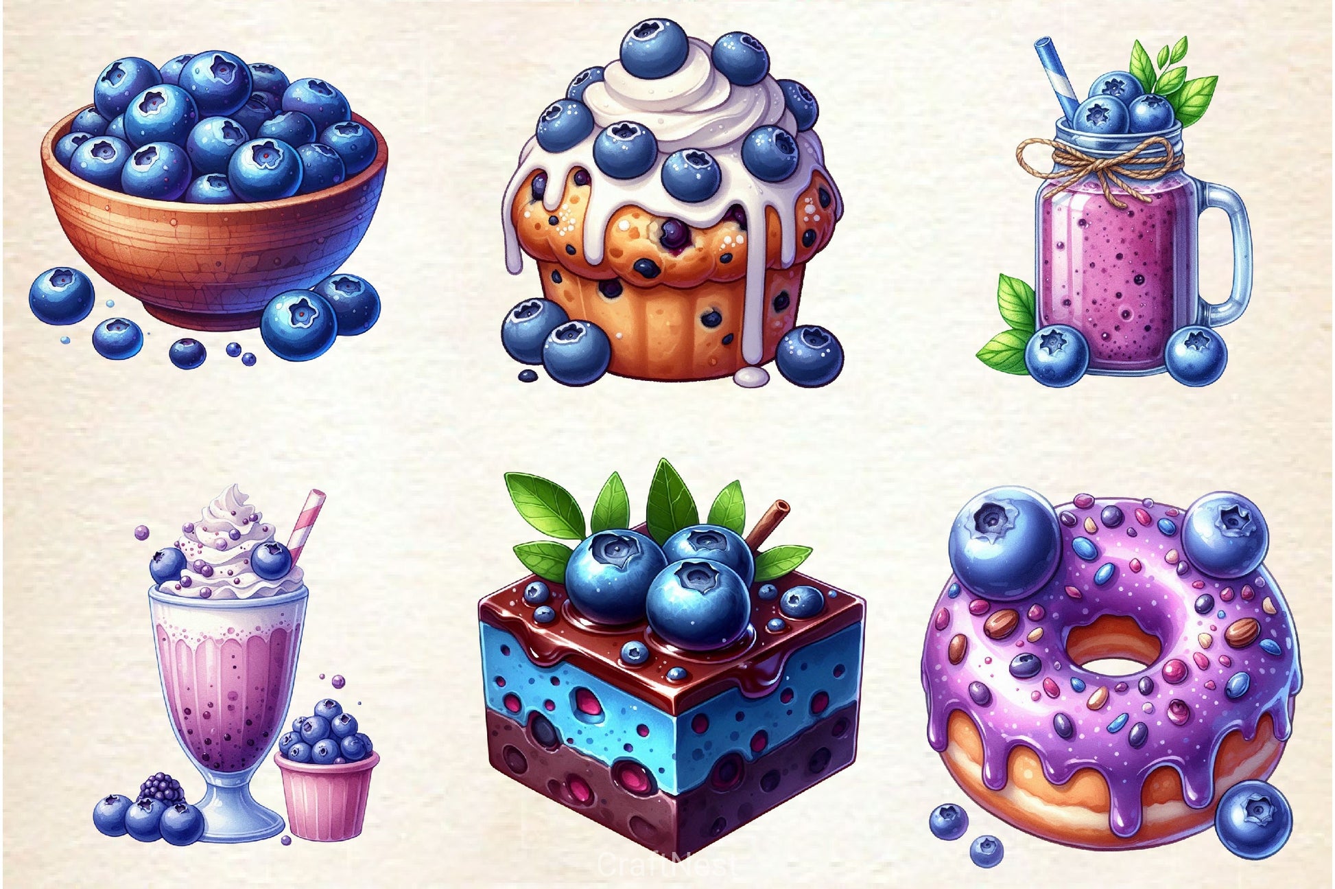 Summer Blueberry Sweet Clipart Bundle 2 - CraftNest - Digital Crafting and Art
