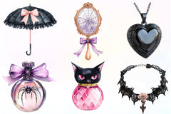 Gothic Coquette Halloween Clipart Bundle - CraftNest - Digital Crafting and Art