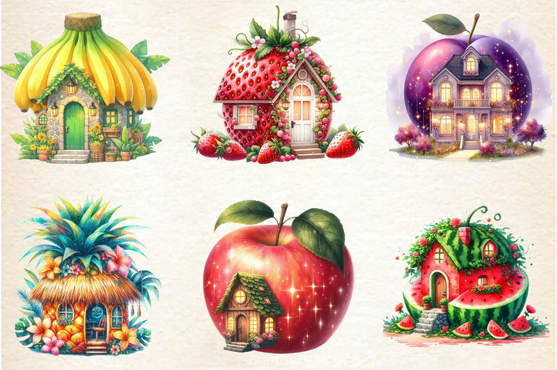 Fruit House Clipart Bundle - CraftNest - Digital Crafting and Art