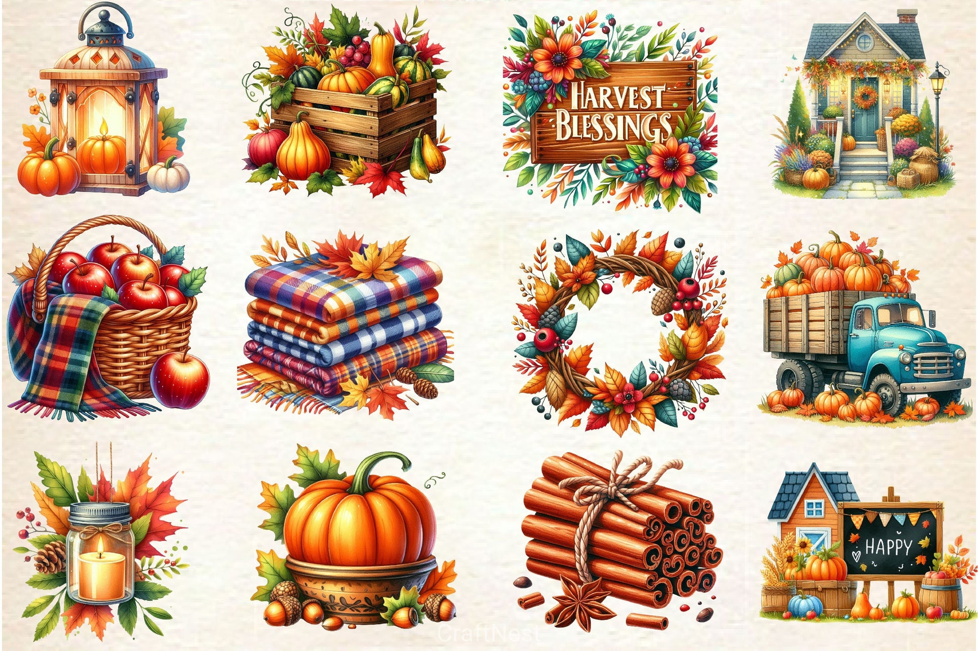 Autumn Decor Clipart Bundle - CraftNest - Digital Crafting and Art
