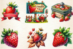 Summer Strawberry Clipart Bundle - CraftNest - Digital Crafting and Art