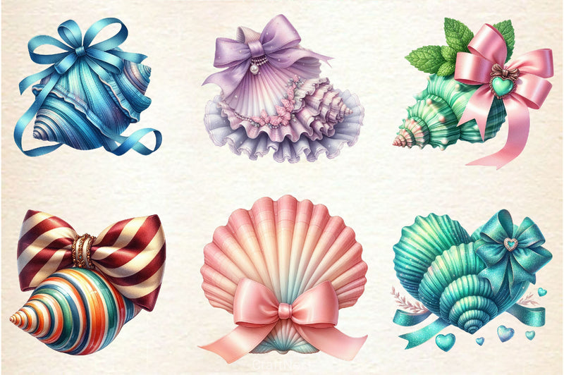 Girly Shell With Bow Clipart Bundle - CraftNest - Digital Crafting and Art