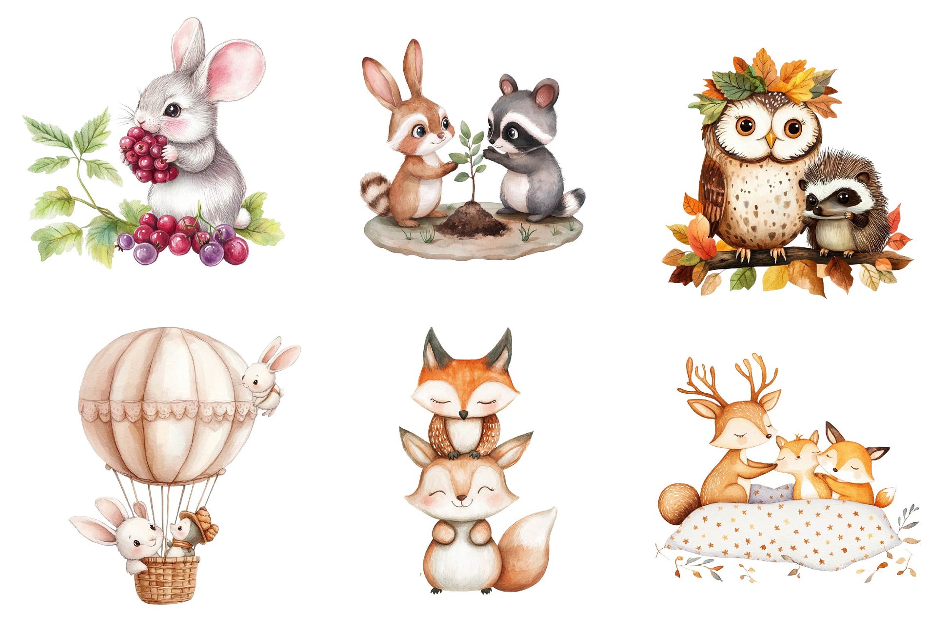 Woodland Forest Animals Friends Clipart Bundle - CraftNest - Digital Crafting and Art