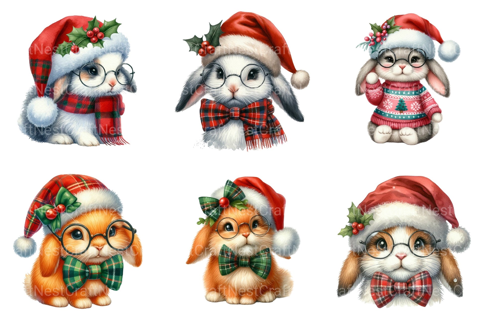 Christmas Bunny Clipart Bundle - CraftNest - Digital Crafting and Art