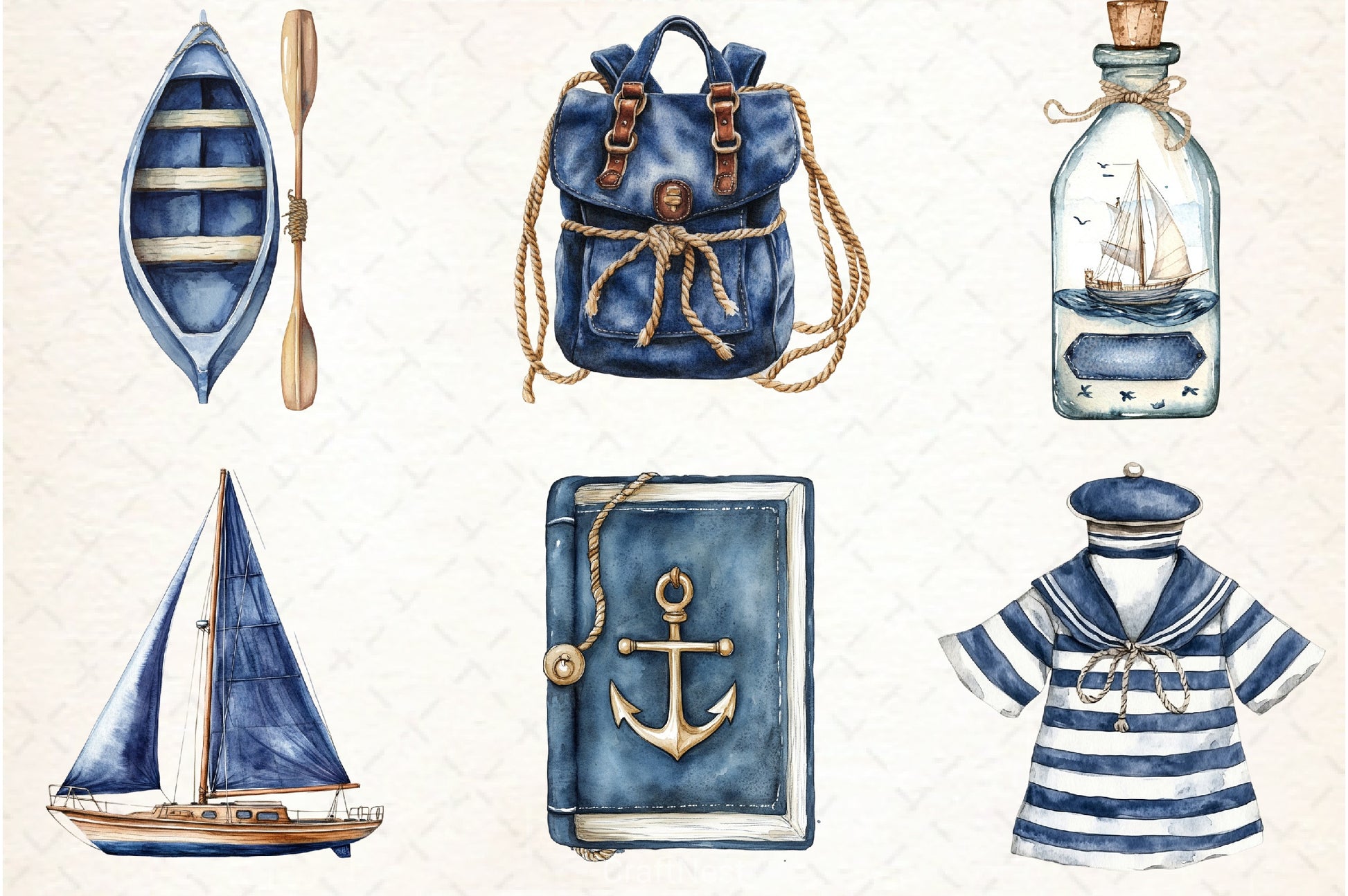 Blue Nautical Clipart Bundle  7 - CraftNest - Digital Crafting and Art