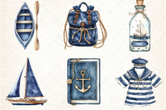 Blue Nautical Clipart Bundle  7 - CraftNest - Digital Crafting and Art