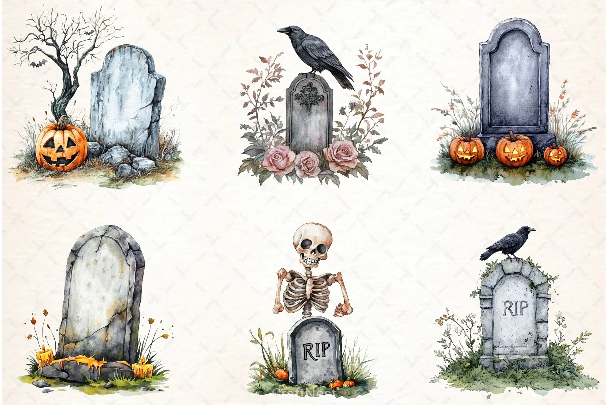 Halloween RIP Clipart Bundle - CraftNest - Digital Crafting and Art