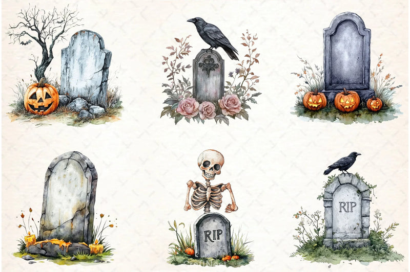 Halloween RIP Clipart Bundle - CraftNest - Digital Crafting and Art