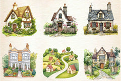 Spring Village House Clipart Bundle - CraftNest - Digital Crafting and Art