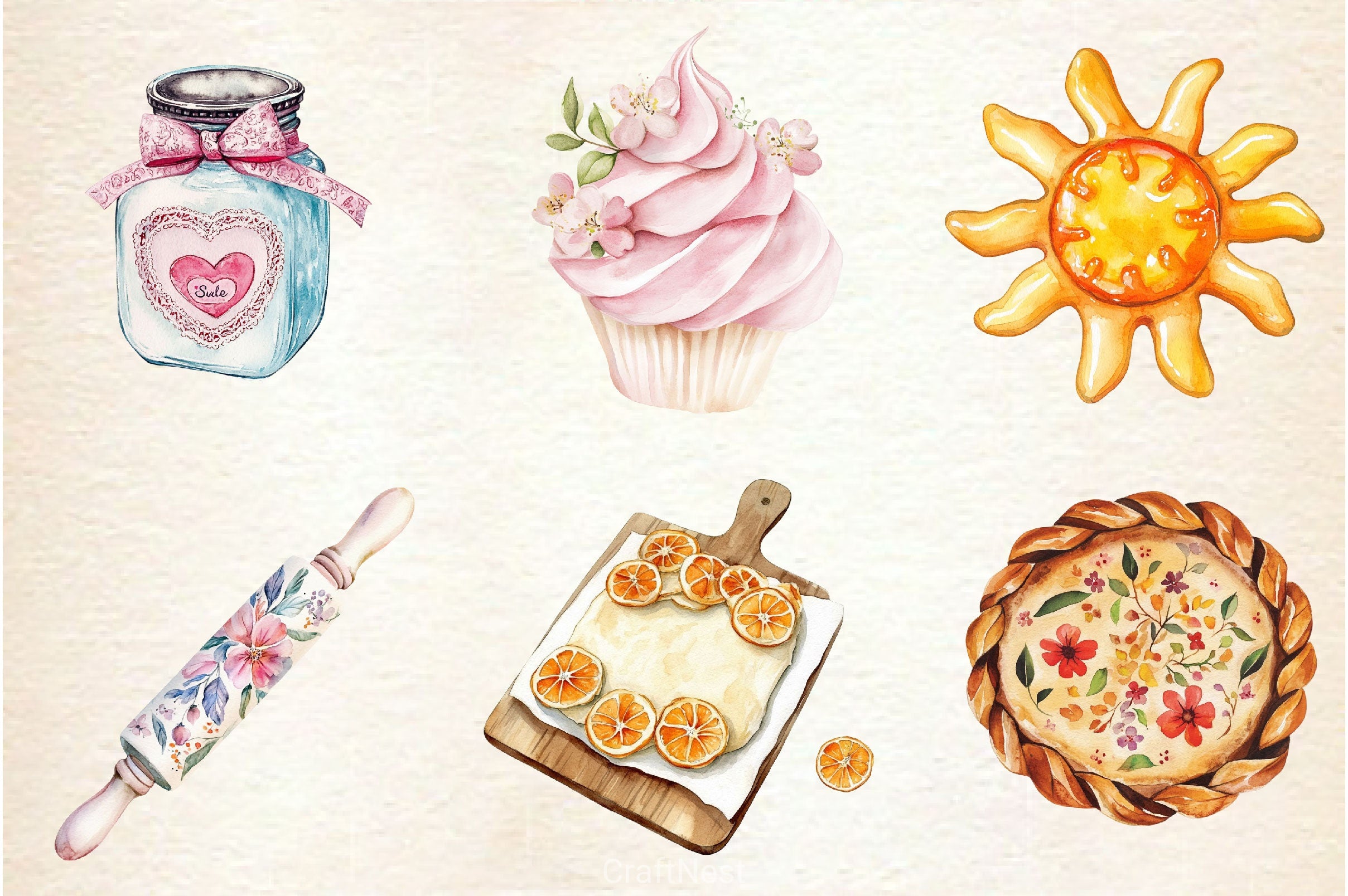 Bohemian Summer Baking Clipart Bundle 2 - CraftNest - Digital Crafting and Art