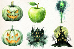 Green Halloween Clipart Bundle - CraftNest - Digital Crafting and Art