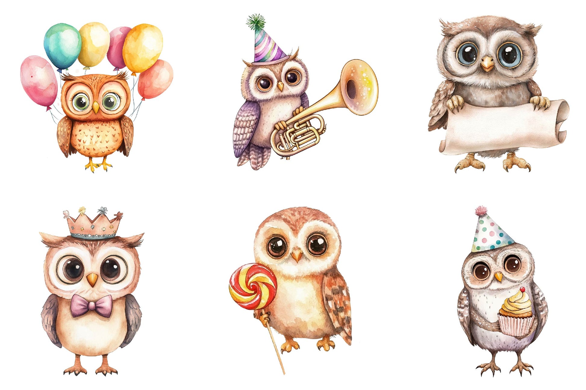 Baby Owl Birthday Owl Party Clipart Bundle - CraftNest - Digital Crafting and Art