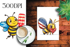 4th of July Bee Clipart Bundle - CraftNest - Digital Crafting and Art