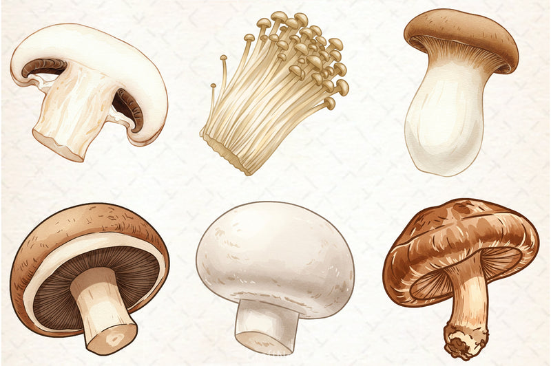 Edible Mushrooms Clipart Bundle - CraftNest - Digital Crafting and Art
