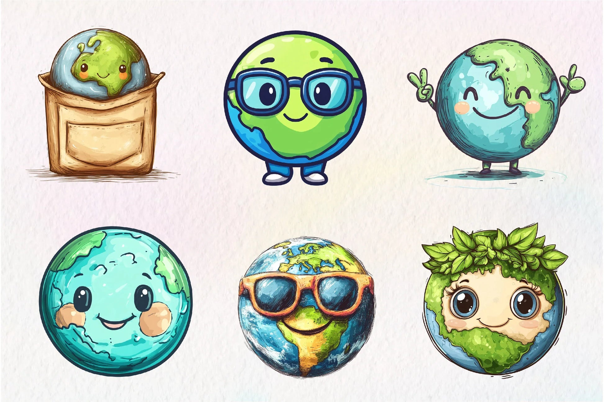 Cute Earth Clipart Bundle - CraftNest - Digital Crafting and Art
