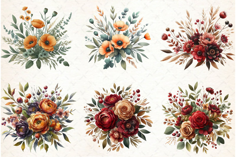 Fall Floral Clipart Bundle - CraftNest - Digital Crafting and Art