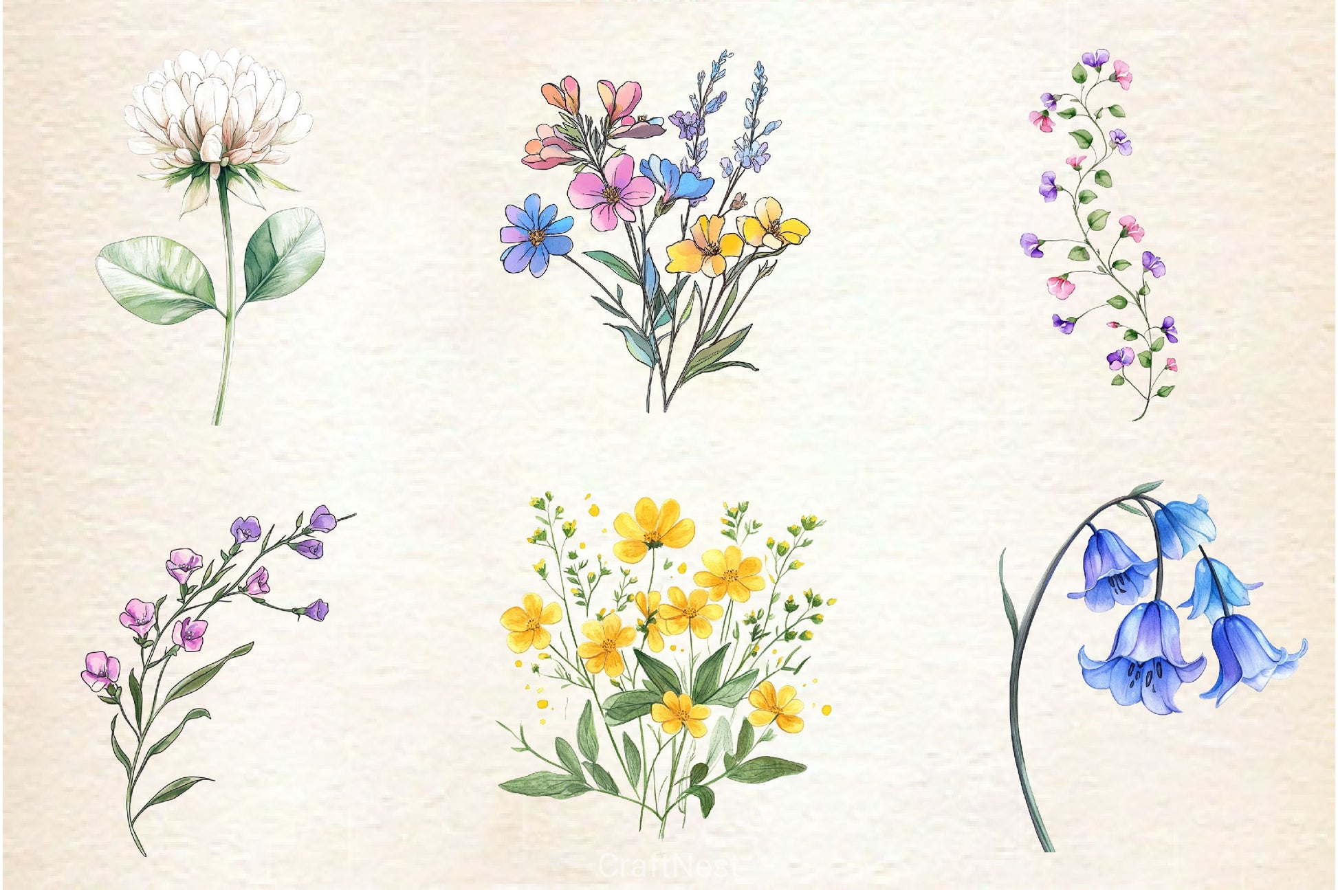 Tiny Wildflowers Clipart Bundle - CraftNest - Digital Crafting and Art