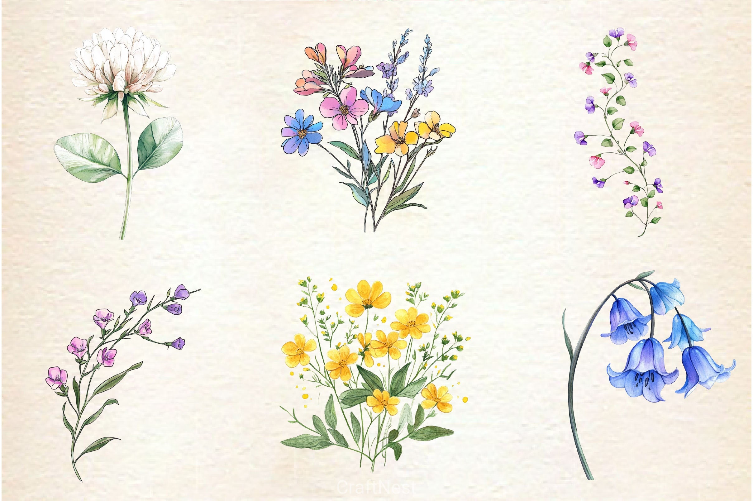Tiny Wildflowers Clipart Bundle - CraftNest - Digital Crafting and Art