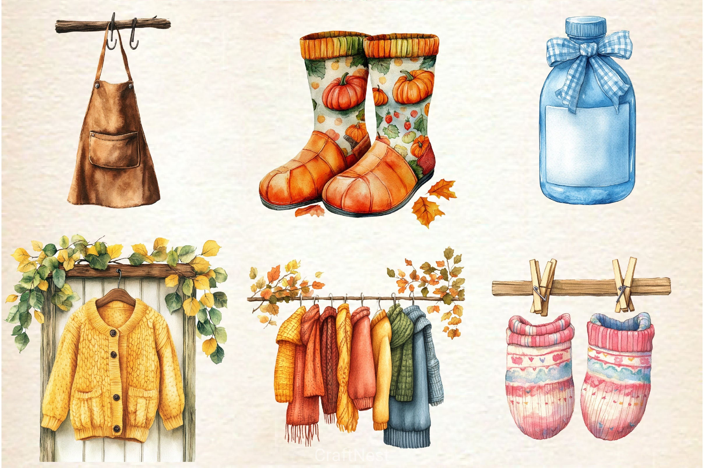 Autumn Laundry Clipart Bundle - CraftNest - Digital Crafting and Art