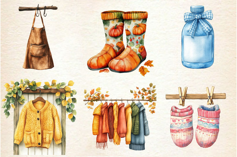 Autumn Laundry Clipart Bundle - CraftNest - Digital Crafting and Art