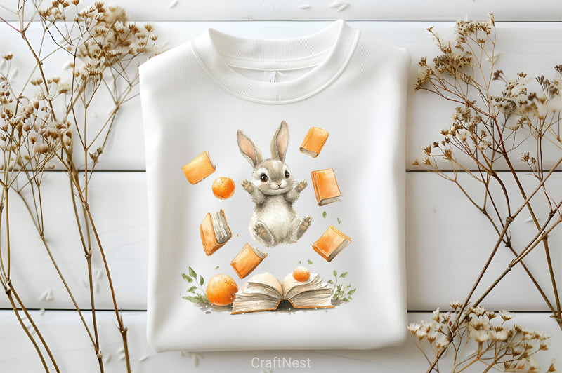 Bunny With Book Clipart Bundle 2 - CraftNest - Digital Crafting and Art