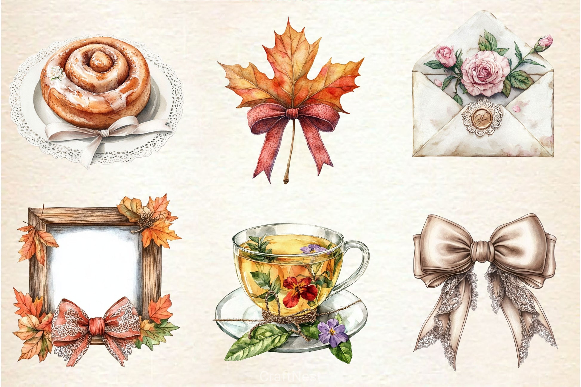 Neutral Rustic Coquette Fall Clipart Bundle 3 - CraftNest - Digital Crafting and Art