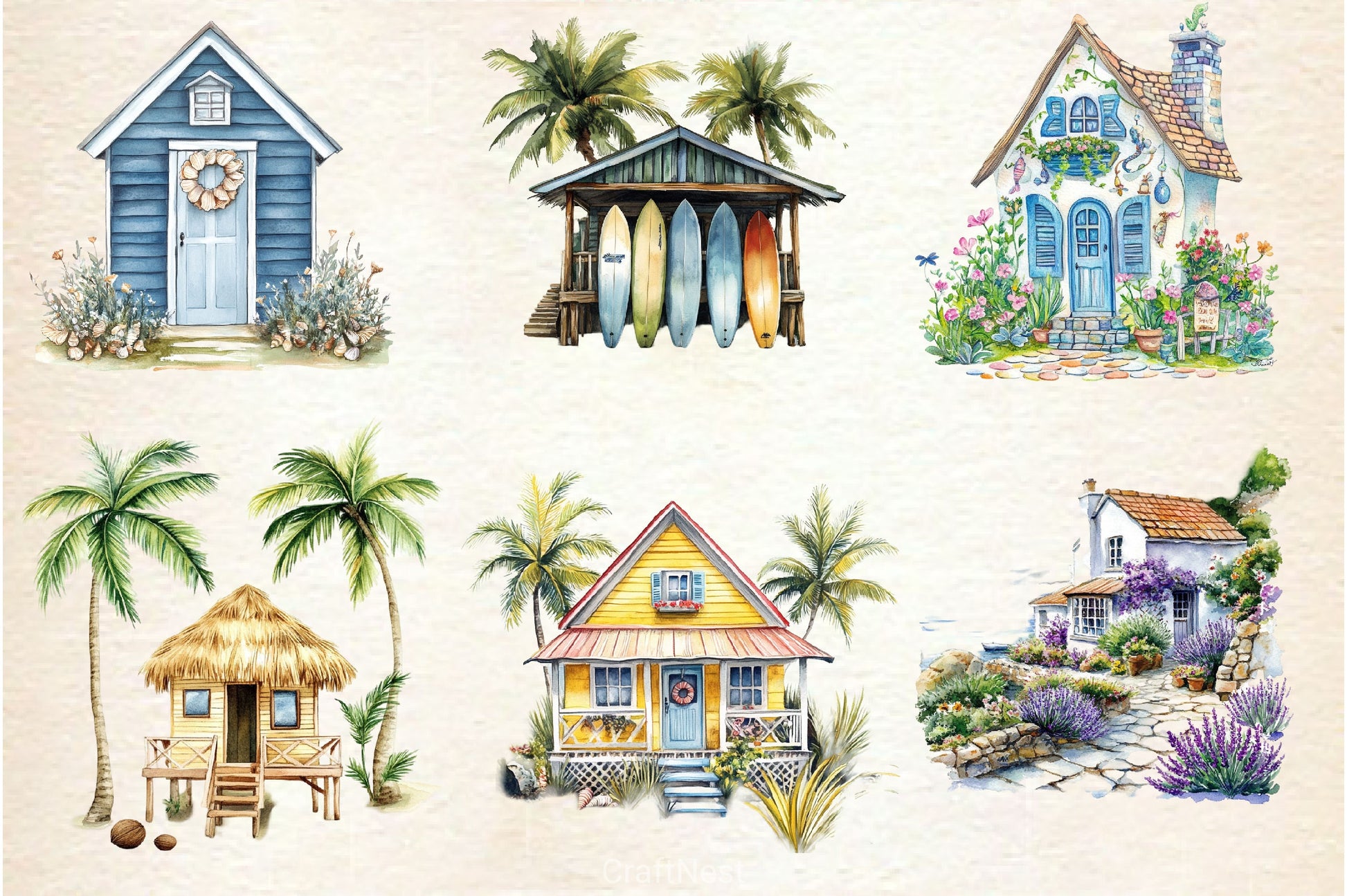 Summer Seaside Cottage Clipart Bundle 2 - CraftNest - Digital Crafting and Art