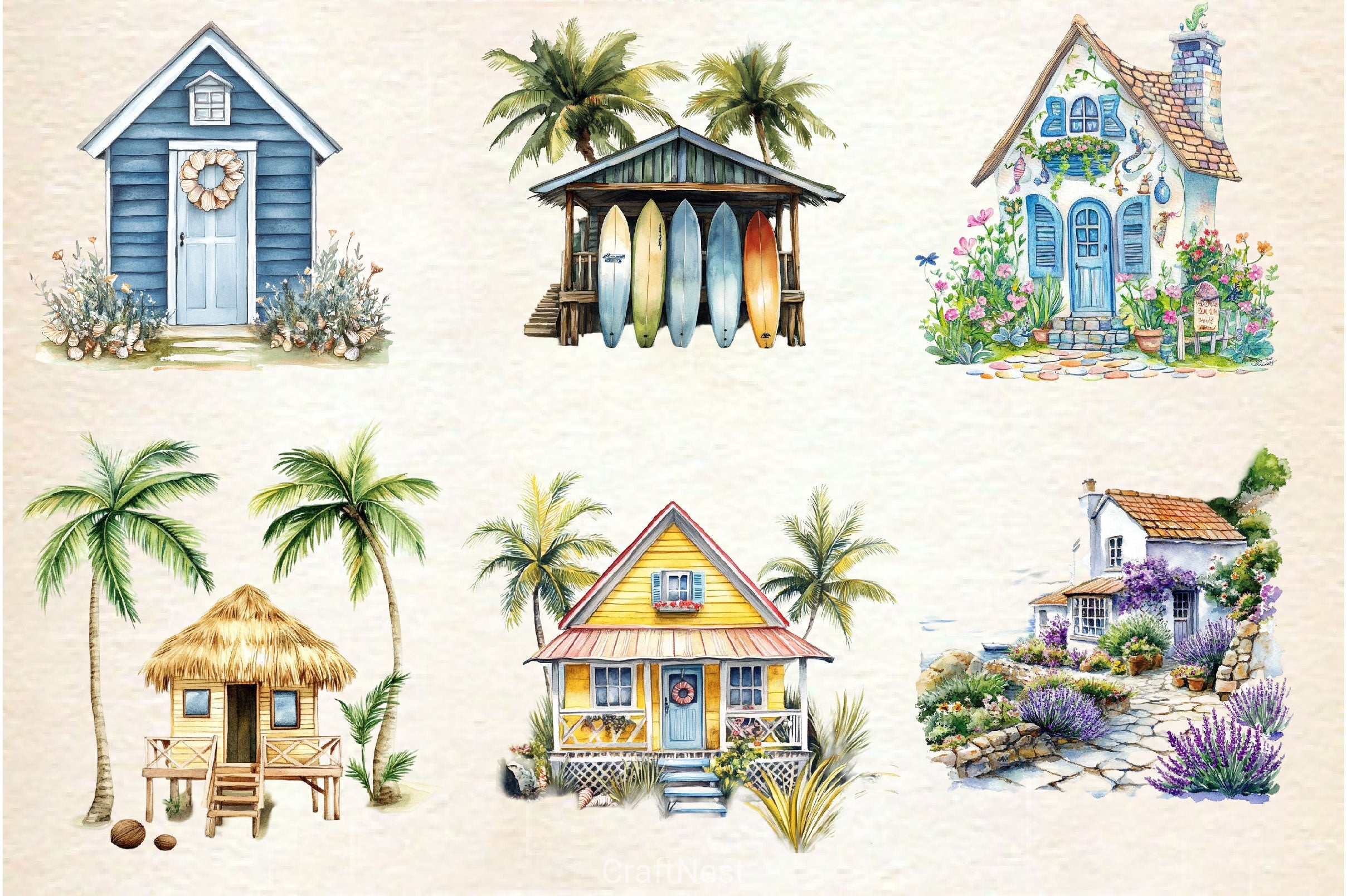 Summer Seaside Cottage Clipart Bundle 2 - CraftNest - Digital Crafting and Art