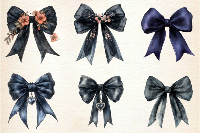 Black Month Bow Clipart Bundle - CraftNest - Digital Crafting and Art