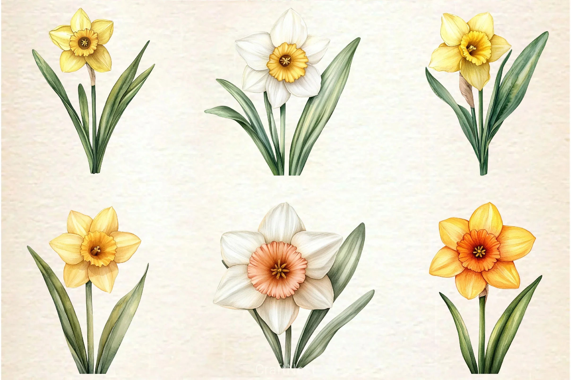 Daffodil Flower Clipart Bundle 2 - CraftNest - Digital Crafting and Art