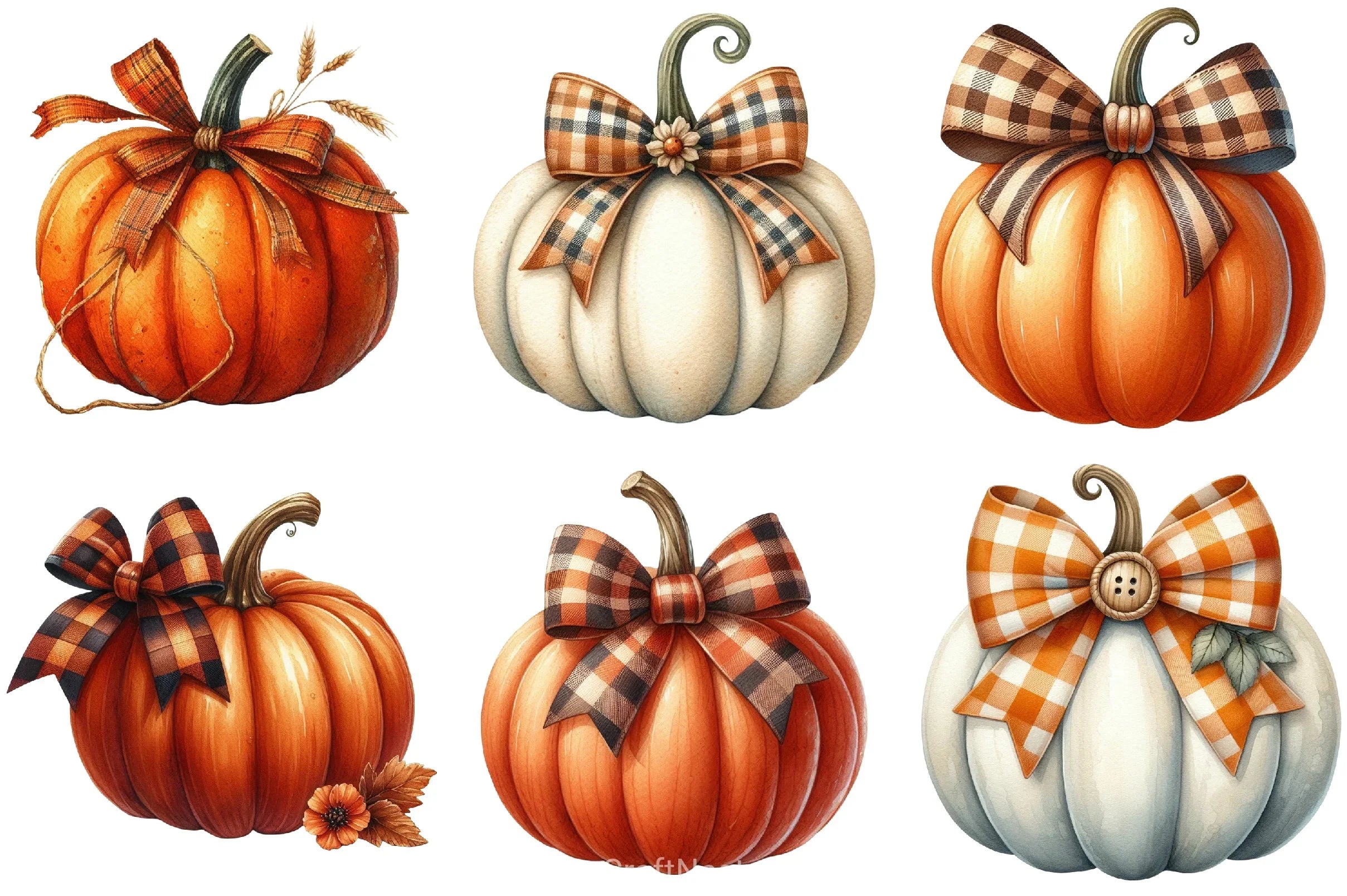 Fall Bow Pumpkins Clipart Bundle - CraftNest - Digital Crafting and Art