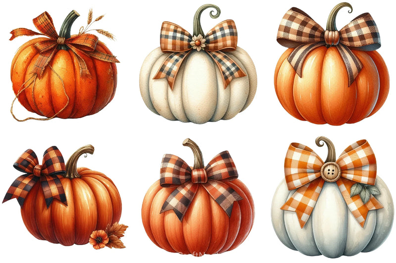 Fall Bow Pumpkins Clipart Bundle - CraftNest - Digital Crafting and Art