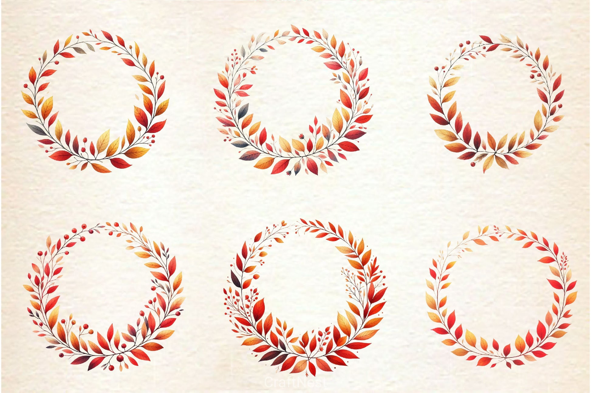 Minimalist Autumn Wreath Clipart Bundle - CraftNest - Digital Crafting and Art
