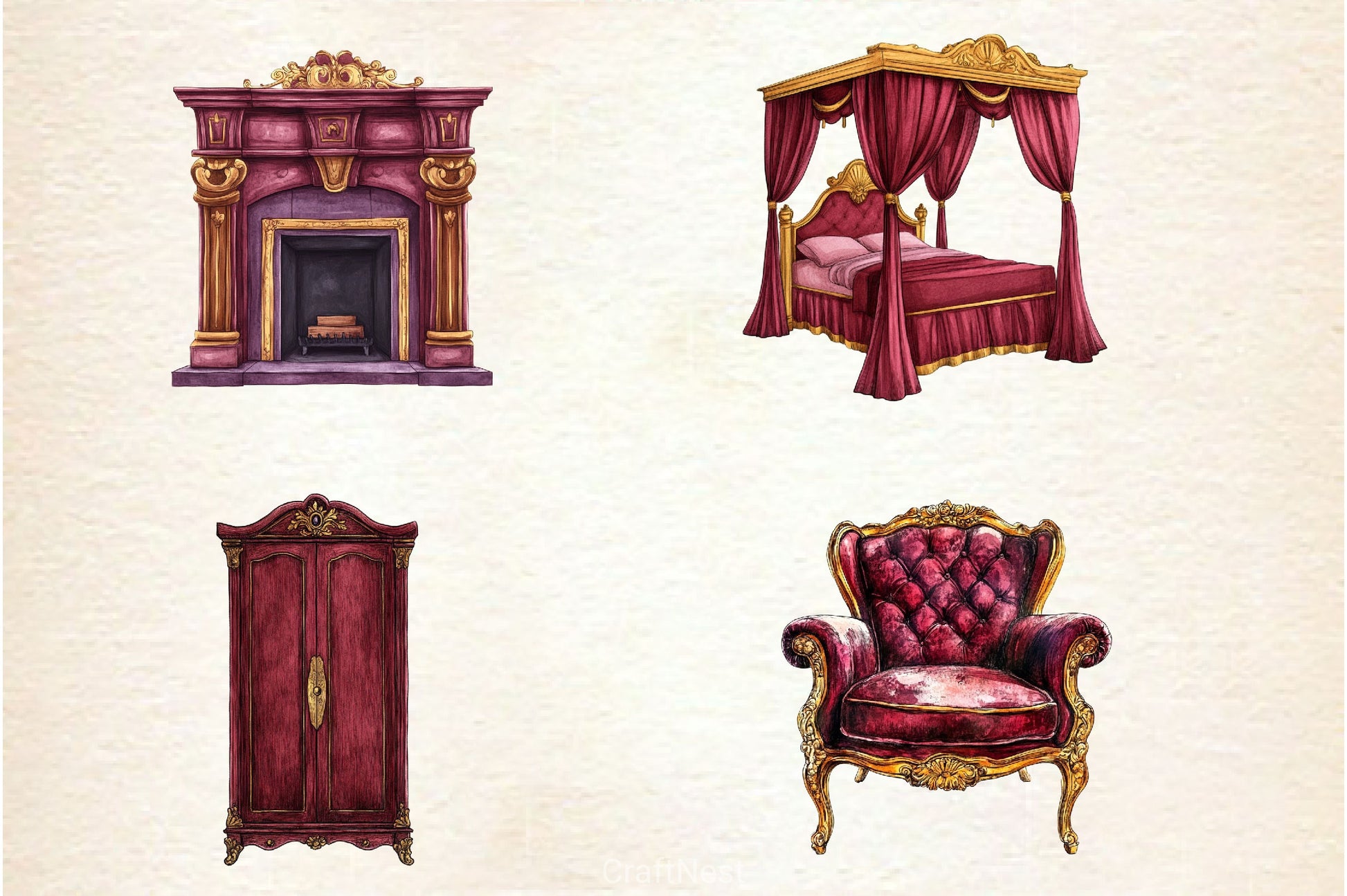 Antique Victorian Furniture Clipart Bundle - CraftNest - Digital Crafting and Art