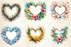 Heart Beach Frame Clipart Bundle - CraftNest - Digital Crafting and Art