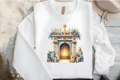 Light Blue & Gold Christmas Clipart Bundle - CraftNest - Digital Crafting and Art