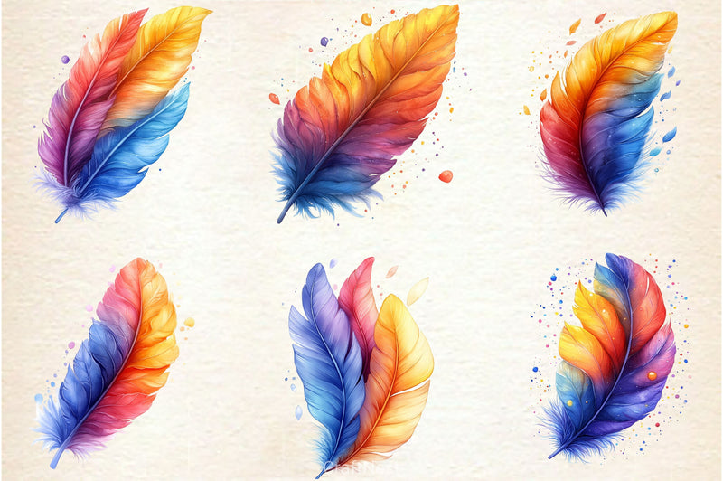 Rainbow Feathers Clipart Bundle - CraftNest - Digital Crafting and Art